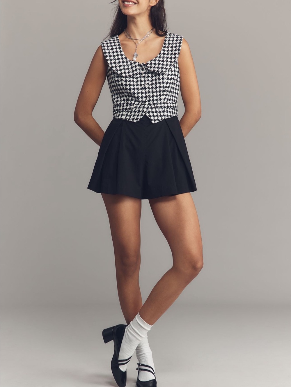 Maeve Sleeveless Collared Twofer Romper